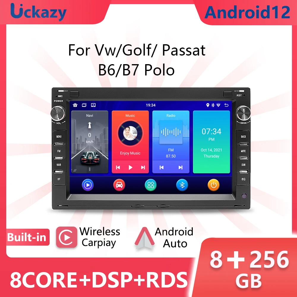

Беспроводной автомобильный радиоплеер Carplay 2 Din Android 12 для VW PASSAT B5 MK4 MK5 SHARAN Jetta Bora Polo TRANSPORT T5 CITI CHICO GPS