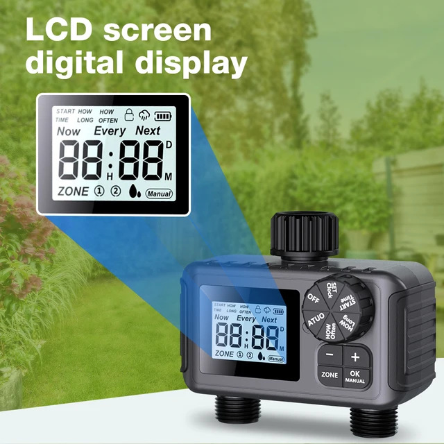 2-Outlet Automatic Water Timer Garden Irrigation Watering System Sprinkler Programmer Smart LCD Digital Watering Timer Tools 3