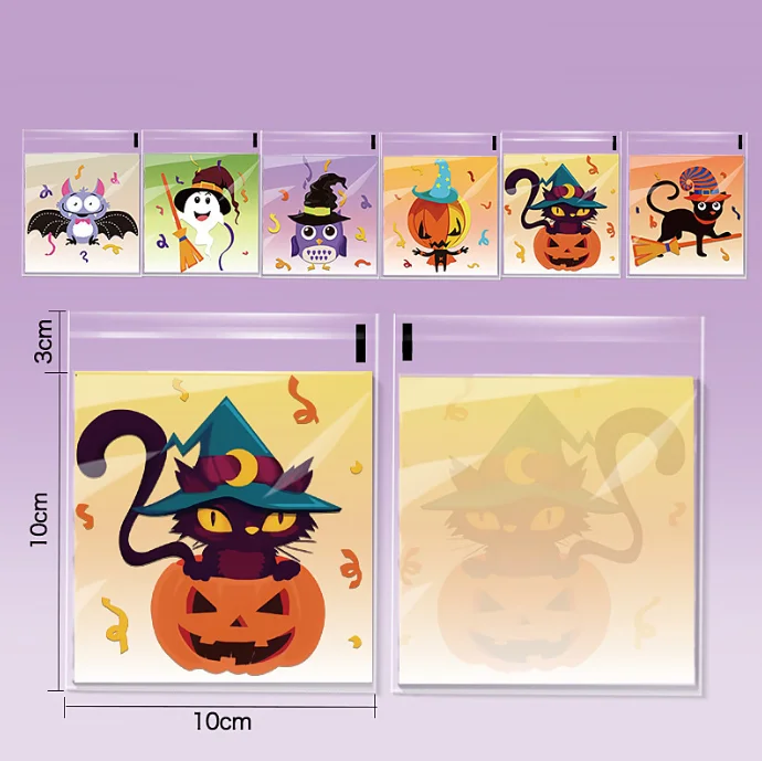 50 Stück Halloween Süßigkeiten Verpackungsbeutel Party Geschenke Selbstklebende Beutel Keks Verpackungsbeutel Schmuck Urlaub Geschenktüten – Detail 6