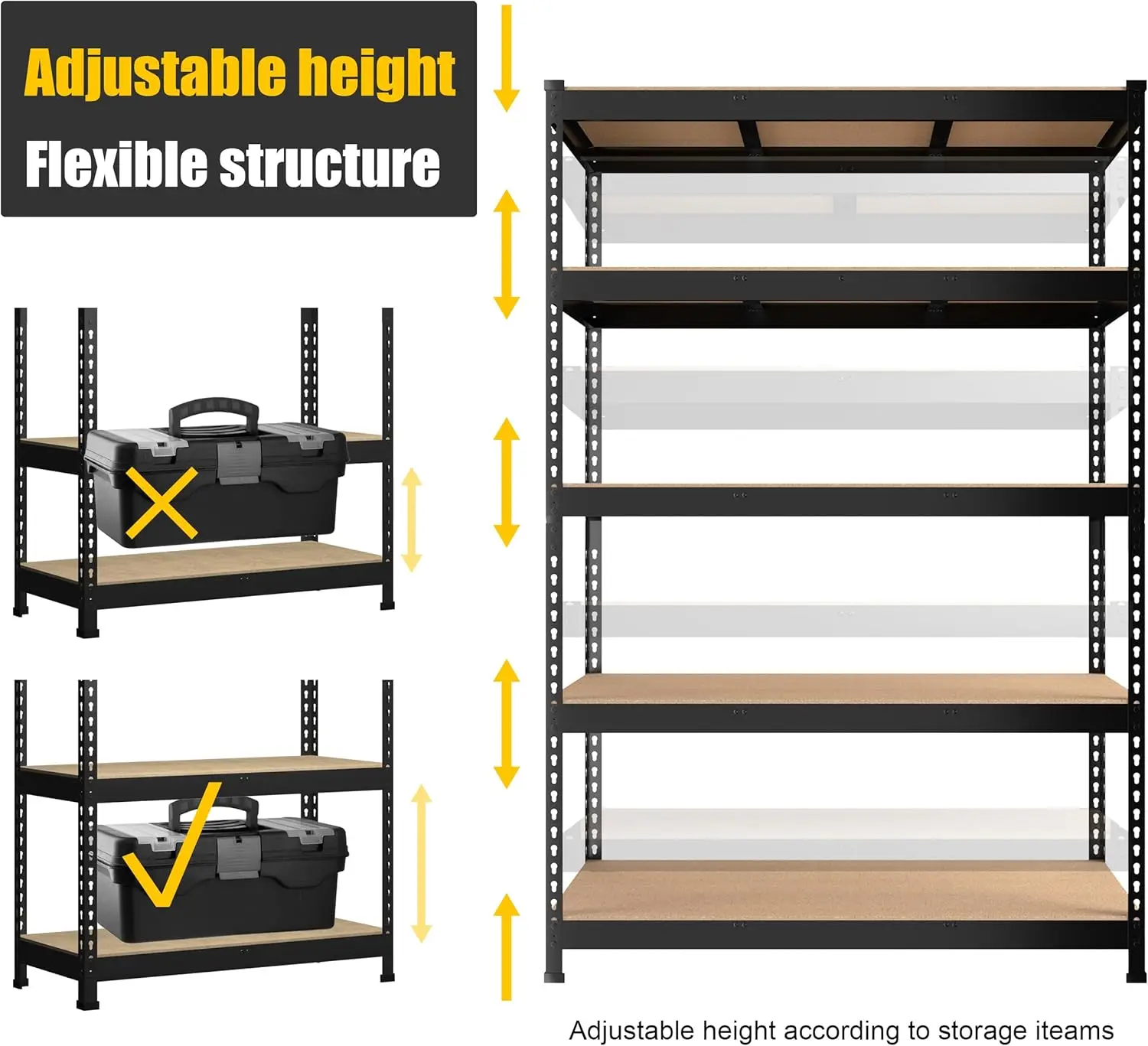 48" x 24" x 72" Heavy Duty Storage Shelves - 5 Tier Adjustable Garage Storage Shelving, Metal Storage Utility Rack She 6