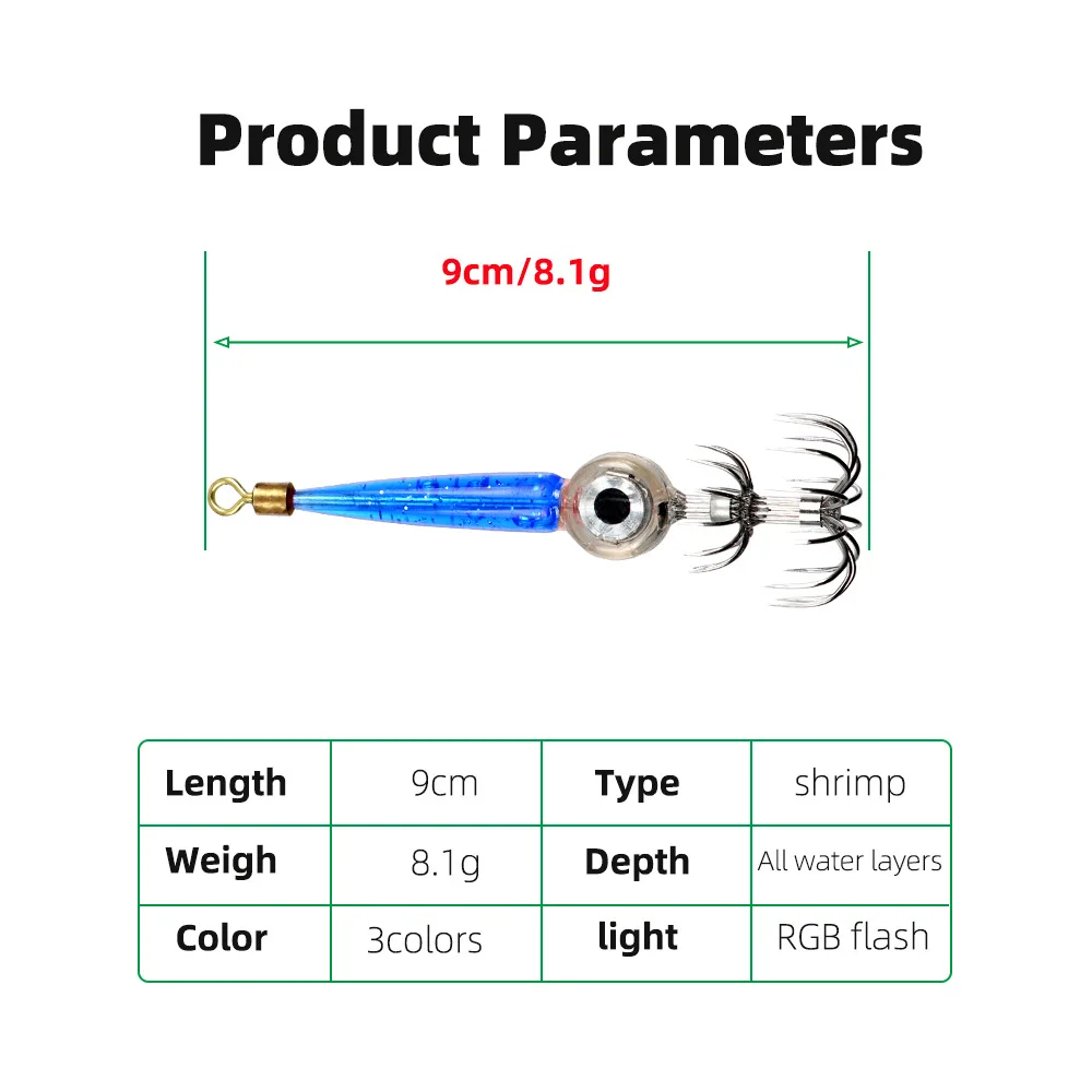 Luminous Fishing Light 9cm/8.1g Night Fish Finder Underwater Super Waterproof Fluorescent Glow in The Dark LED Underwater Light fish finder