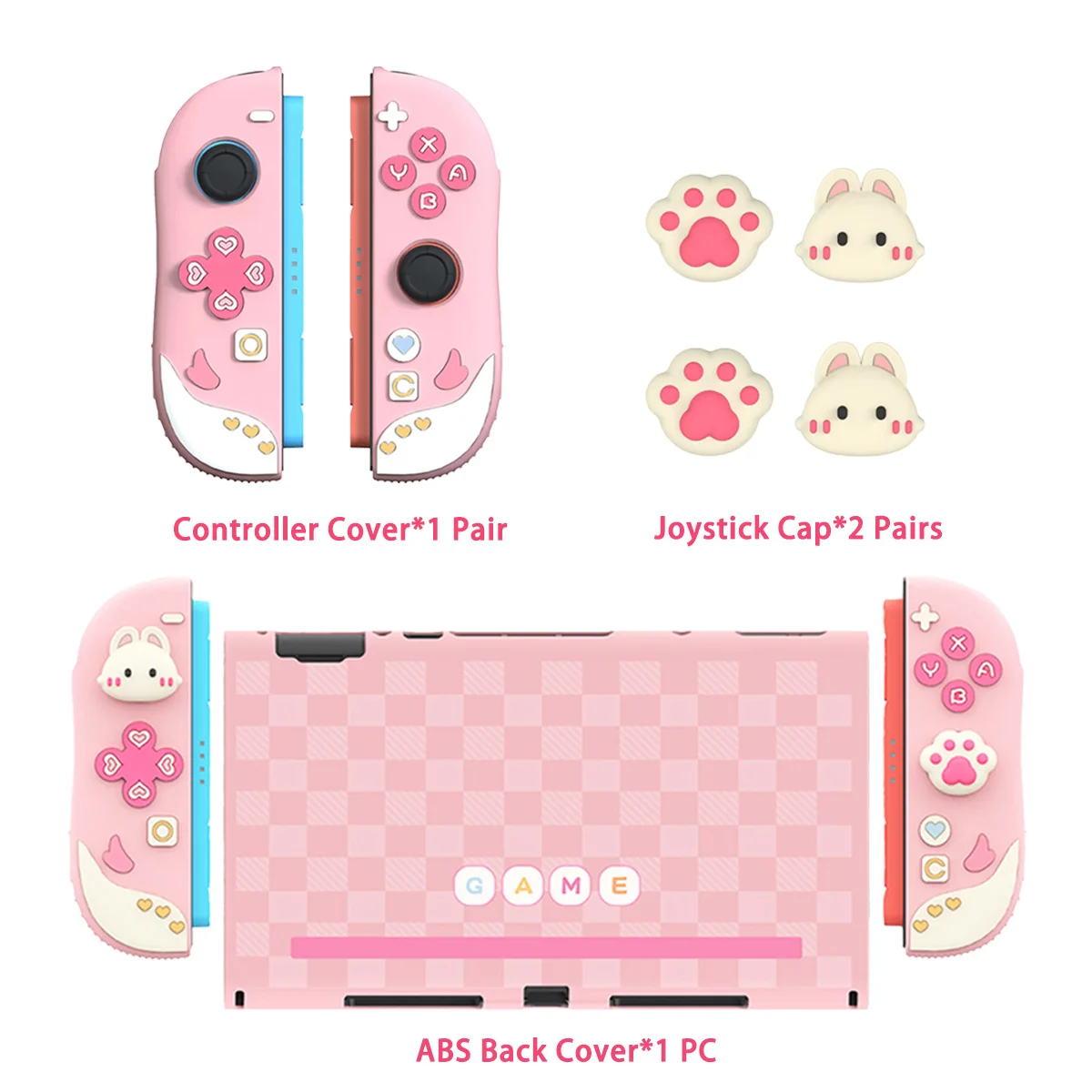 Adorable Bunny Protective Case with Shockproof Silicone Handle & Removable Back Cover Plus Storage Bag