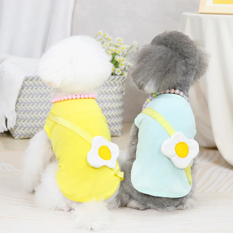 

Summer Pet Clothes Cute Poached Egg Dog Cat T-shirts Thin Small Fashion Teddy Chihuahua Puppy Cat Shirt Clothing Pets Costume