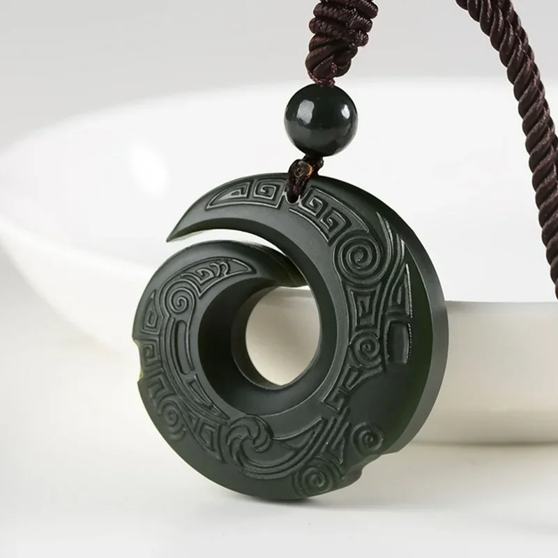 Natural Hetian Jade Pendant Necklace Jadeite Jewelry for Men Gifts Buddhist Lucky Carved Fashion Charm  Women Amulet