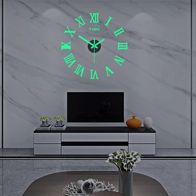 Reloj de pared con números 3droman, reloj de pared luminoso sin marco, reloj Digital silencioso, pegatina de pared, decoración de pared para sala de estar y oficina 5