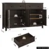 55" Buffet Sideboard Cabinet with Storage, Modern Farmhouse Coffee Bar Cabinet with Drawers and Shelves, Barn Doors Storage 3
