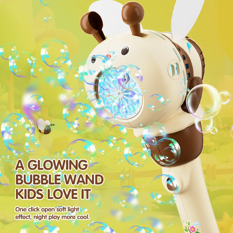 Automatic Bubble Machine Cute Bee 12Hole Electric Soap Bubble Maker Cartoon Bumble Bee Bubble Blower Outdoor Toy for Kids