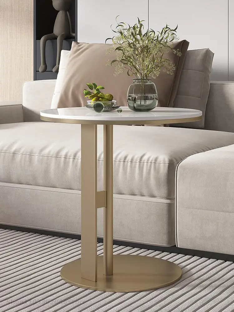 Light Luxury Rock Board Side Table Small Coffee Table Sofa Corner Modern Simple Balcony Tea Small Round