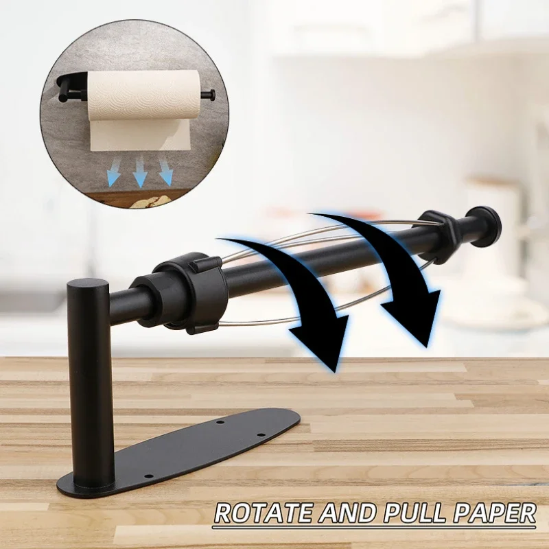 Description Picture 6 of itemStainless Steel Paper Towel Holder Punch-free Bathroom Toilet Paper Holder Storage Rack Kitchen Organizer Adhesive Wall Mount