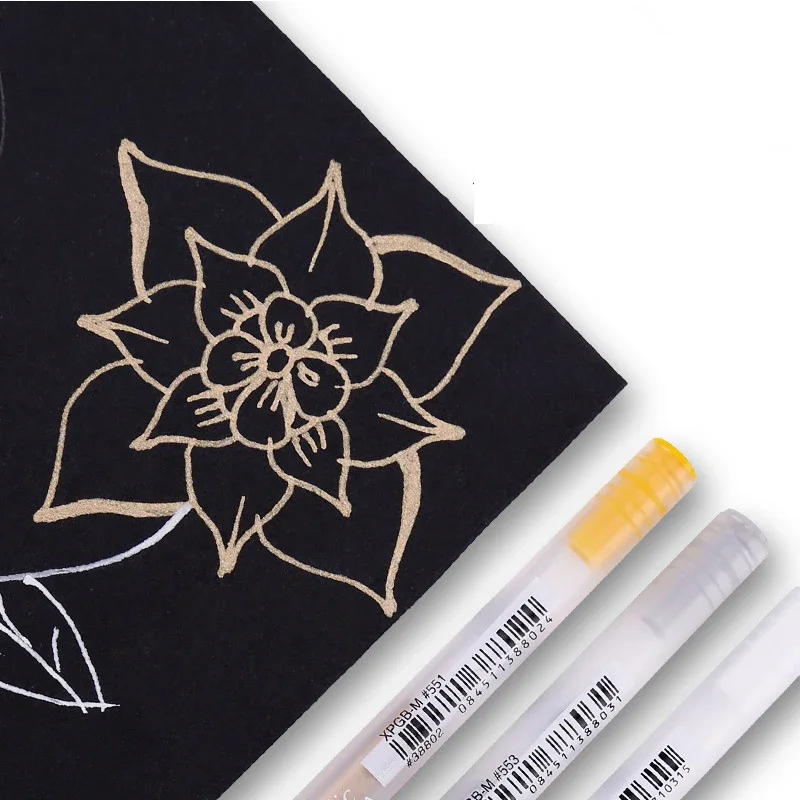 White Marker Pens Colored Pens Art Marker Pens Art Markers 3pcs/lot Sakura White Gel Ink Pen Classic Gelly Roll Art Highlight Marker Pen Bright White Silver Gold Art Painting Drawing Pens