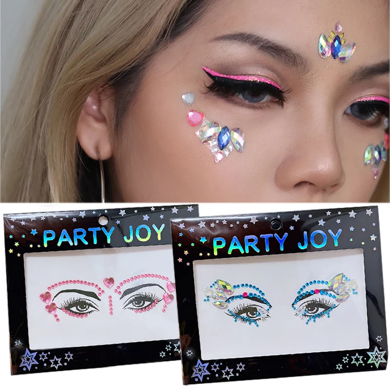 Women 3D Stickers Crystal Glitter Eyeliner Eyebrow Sticker Makeup