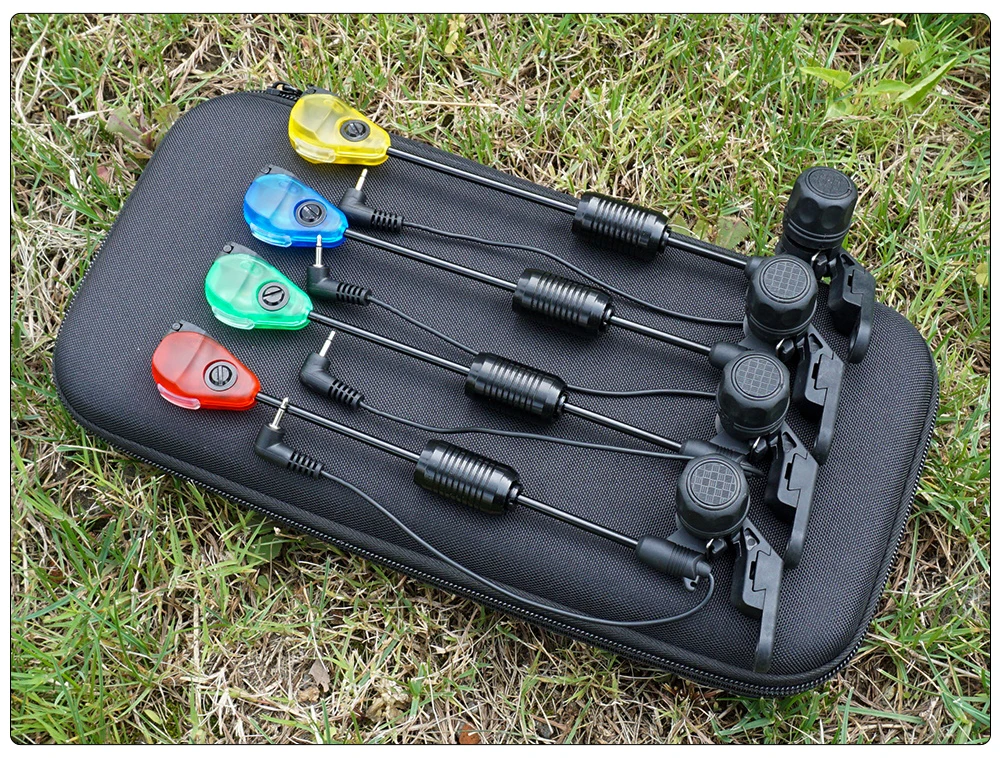 Hirisi B2036 Angelbissanzeiger mit LED-Licht und Schwingindikator, Wasserdichtes Karpfenangel-Zubehör mit Etui für Nachtangeln – Detail 1