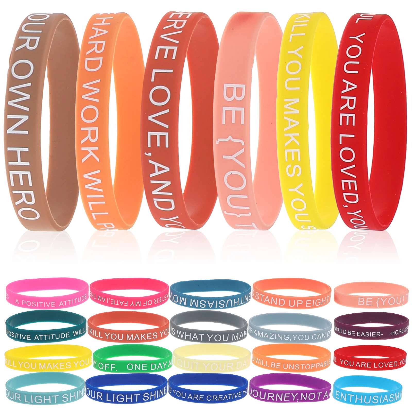 

Motivational Quote Wristbands Inspirational Silicone Bracelets Unisex Wristbands Soft Rubber Silicone Wristband Bracelet