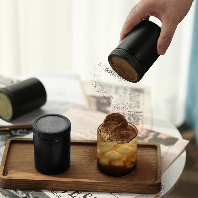 Mhw-3Bomber 2Pcs Porcukor-Rázógép Fedéllel Kakaó Csokoládé Kávé Sifter Rozsdamentes Acél Finom Háló-Rázógép A Latte Művészethez