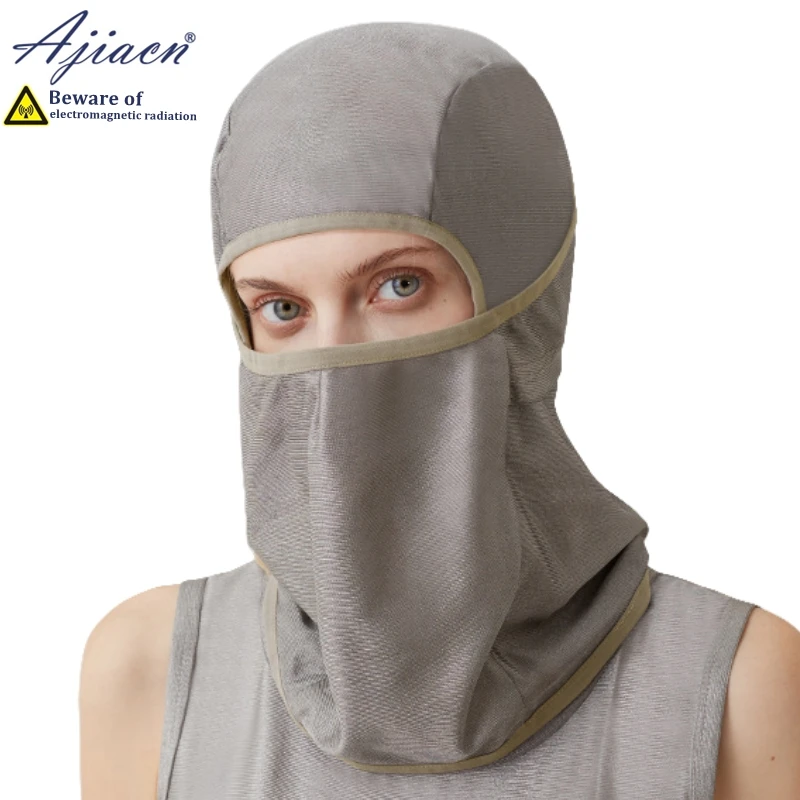 Anti-radiation 100% silver fiber knitted fabric head hood Comfortable, breathable Electromagnetic radiation shielding head hood