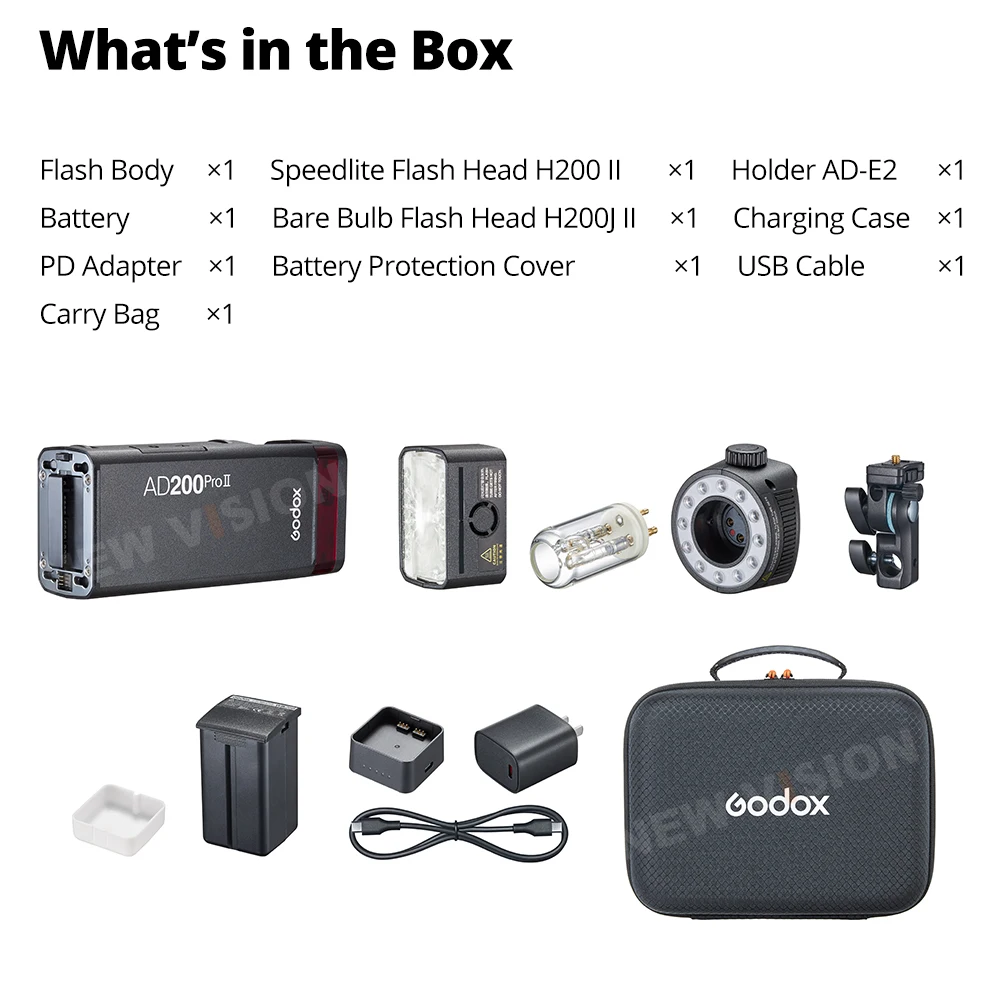 Godox AD200ProII AD200Pro II TTL 2.4G Wireless Camera Pocket Flash Compatible with Nikon Canon Sony Fuji Olympus On Camera Flash Camera Flash