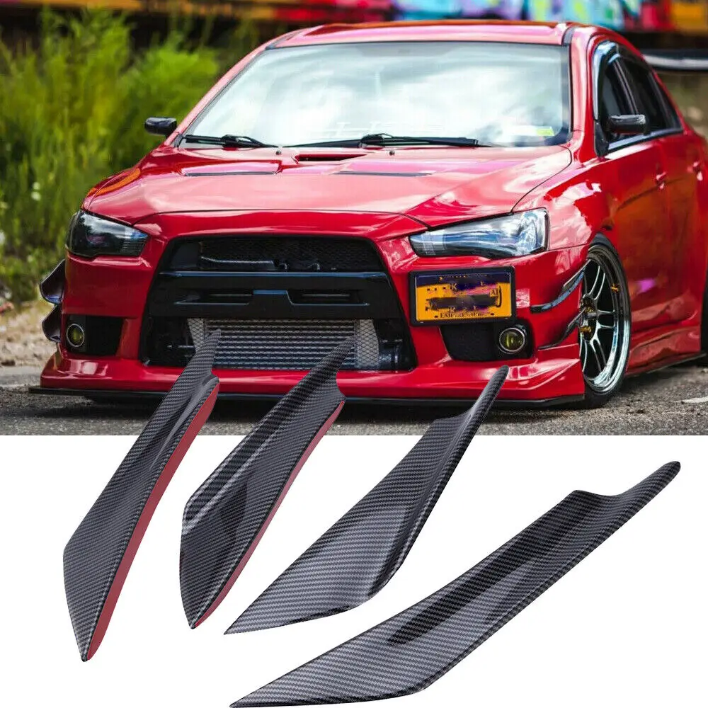 LAICY 4PCS For Mitsubishi Lancer EVO 2002-2017 Car Front Bumper Canard ...