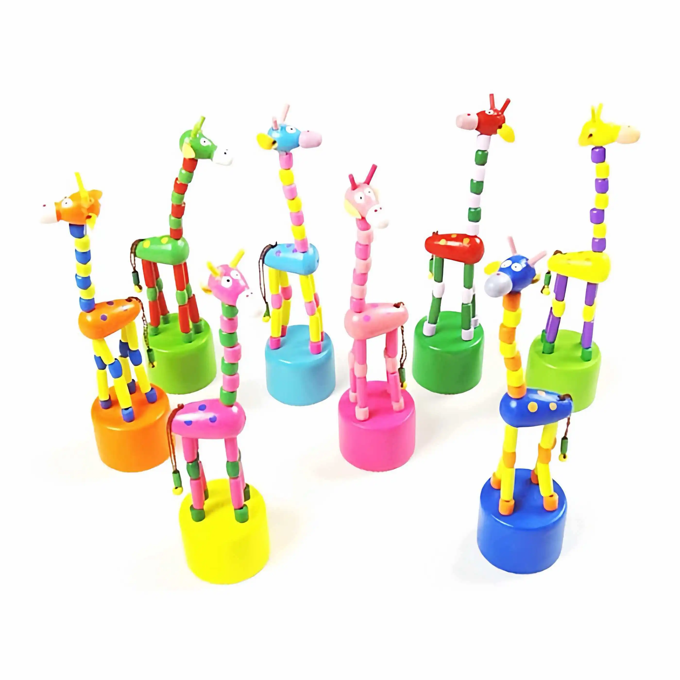 나무로 만든 춤추는 기린 엄지손가락 인형, 아이들을 위한 창의적인 선물, 남아 여아 생일 파티 선물, 선물 가방 필수품