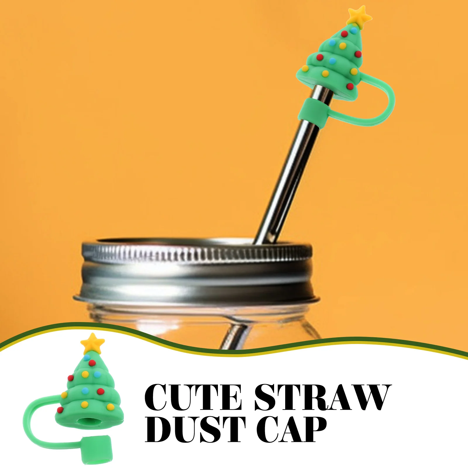 4pcs Creative Christmas Straw Covers For Cup Cute Silicone Shape Drinking Dust Straw Tips Cover Cup Accessories