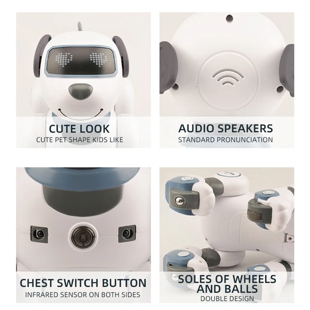 Chien robot télécommandé intelligent pour enfants, commande vocale de cascade électronique, programmable, toucher, chanson itude, jouets pour garçons 5
