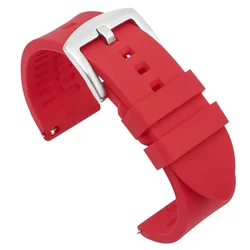 Enhanced Waterproof Silicone Sport Watch Band with Quick Release - Rubber Strap - 19mm (Red)