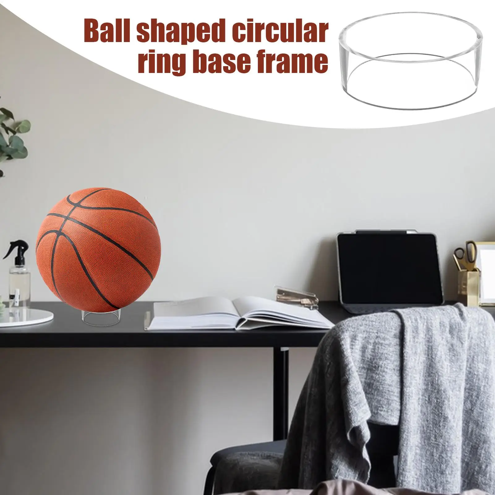 Acrylic Ball Display Stand Round Ring Ball Holder Football Stand Basketball Holder Ball Display Holder for Basketball Volleyball