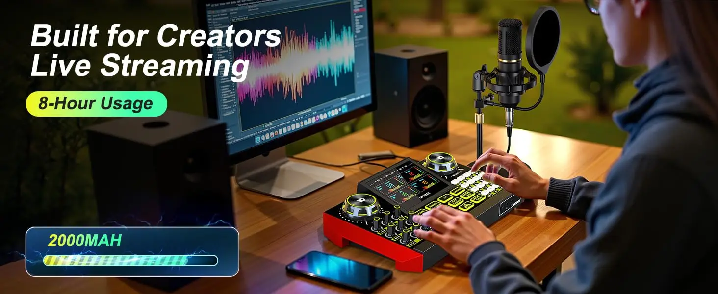 podcast audio mixer live sound card voice changer soundboard for gaming sound board for gaming
