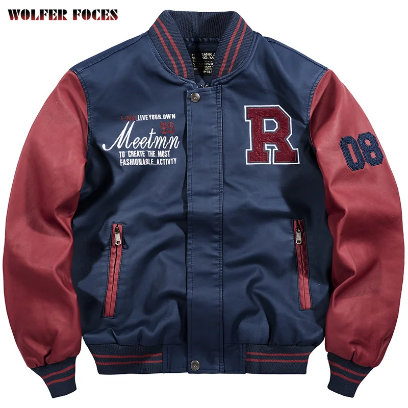 

2024 Men's Autumn Flight Jacket Korean Version Of The Trend Stitching Baseball Uniform Work Locomotive Handsome Leather