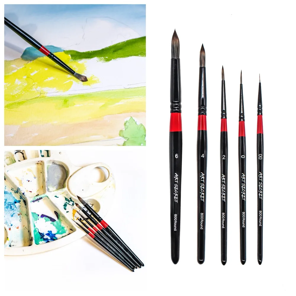 Artsecret Rundes Zeichenpinsel-Set, professionelles Kunsthaar, Öl, Aquarell, Acryl, Pinsel, Malerei, Kunstbedarf, 800R – Detail 6