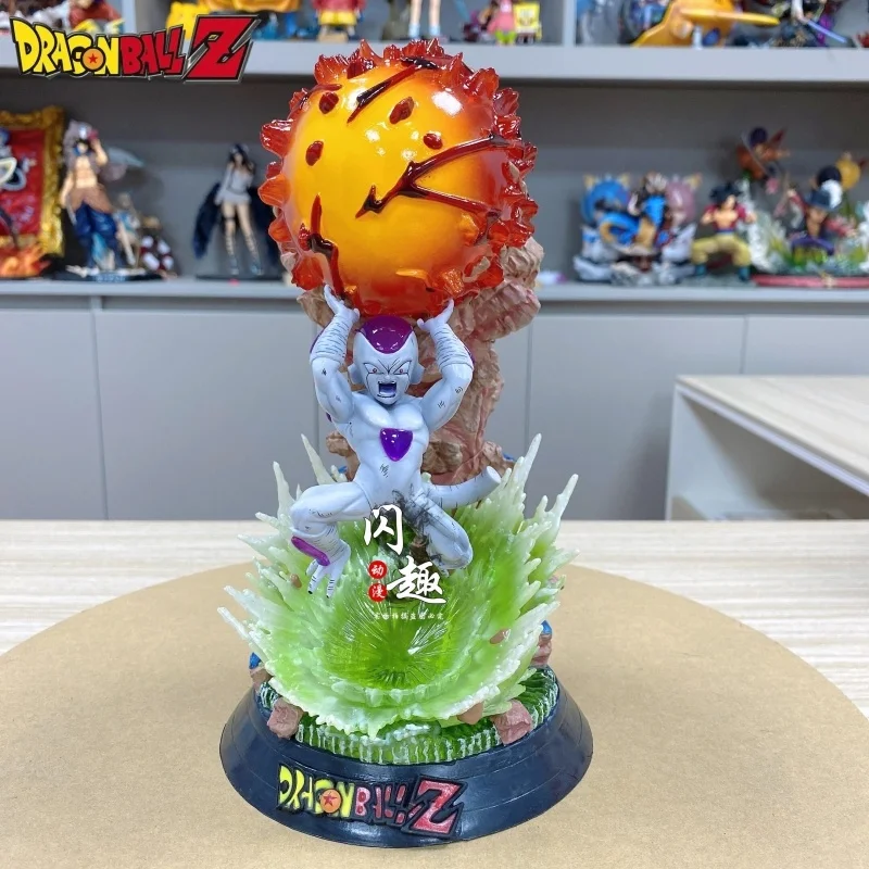 

25cm Dragon Ball Z Majin Buu Figure Son Goku Frieza Spirit Bomb Led Light Anime Figures Pvc Statue Figurine Model Doll Gift Toy