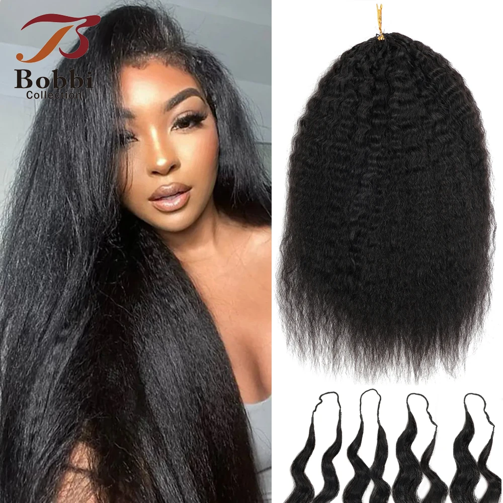 Capelli Umani con Effetto Piumato, Pre-divisi, per Treccine Senza Nodi, Capelli Sfusi per Intrecciare, Stile Afro Kinky, Yaki Liscio, Bobbi