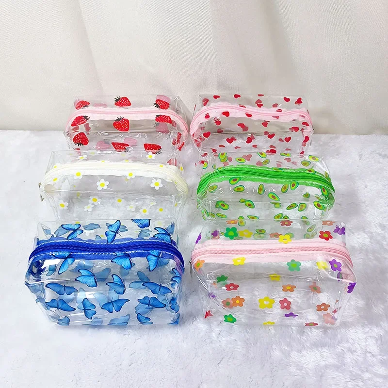 Kawaii transparente Feder mäppchen große Kapazität wasserdichte Stift box für Mädchen Kosmetik tasche Briefpapier Büro Schul bedarf