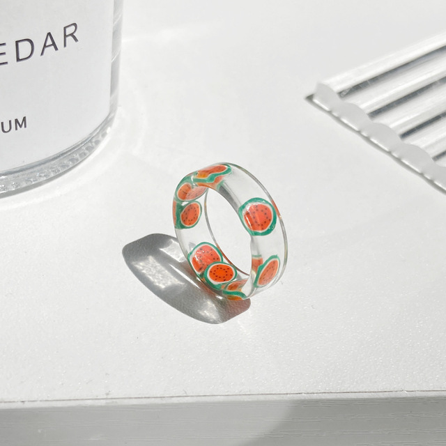 Ring Set Wholesale 2022 Summer Fashion Fruits Flowers Geometric Chain Candy Color Opening Rings Women Finger Jewelry