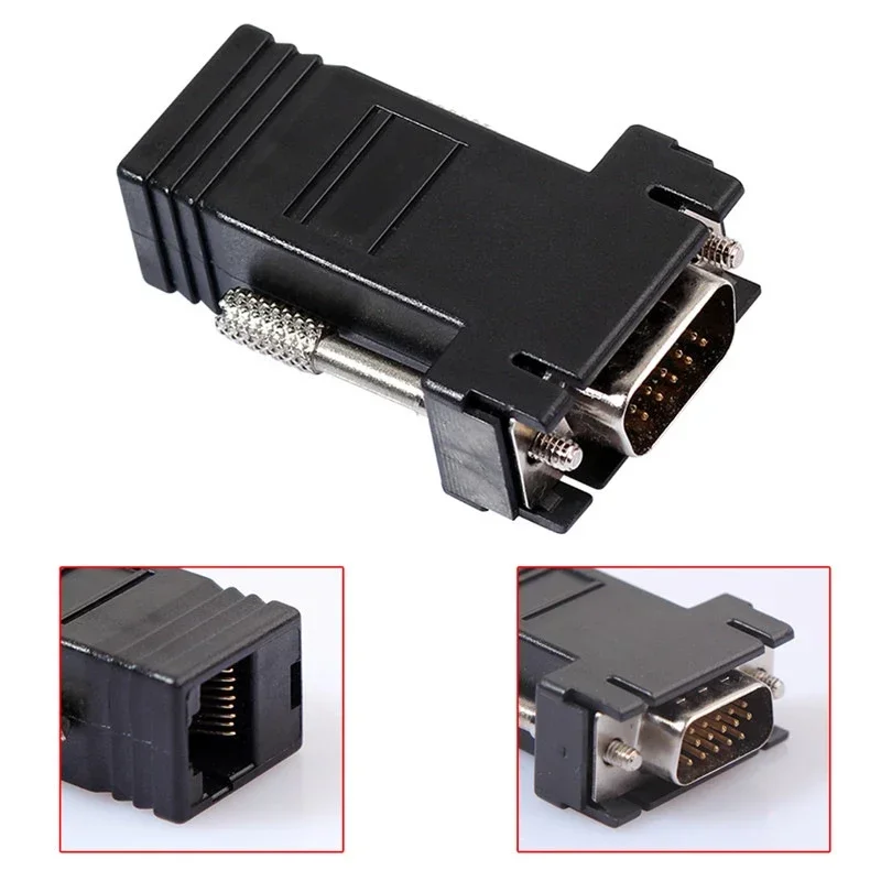 Adapter VGA RJ45 Przedłużacz sieciowy Transmisja kabla sieciowego Sygnał VGA Adapter VGA Kabel sieciowy jest przedłużony o 15 pinów