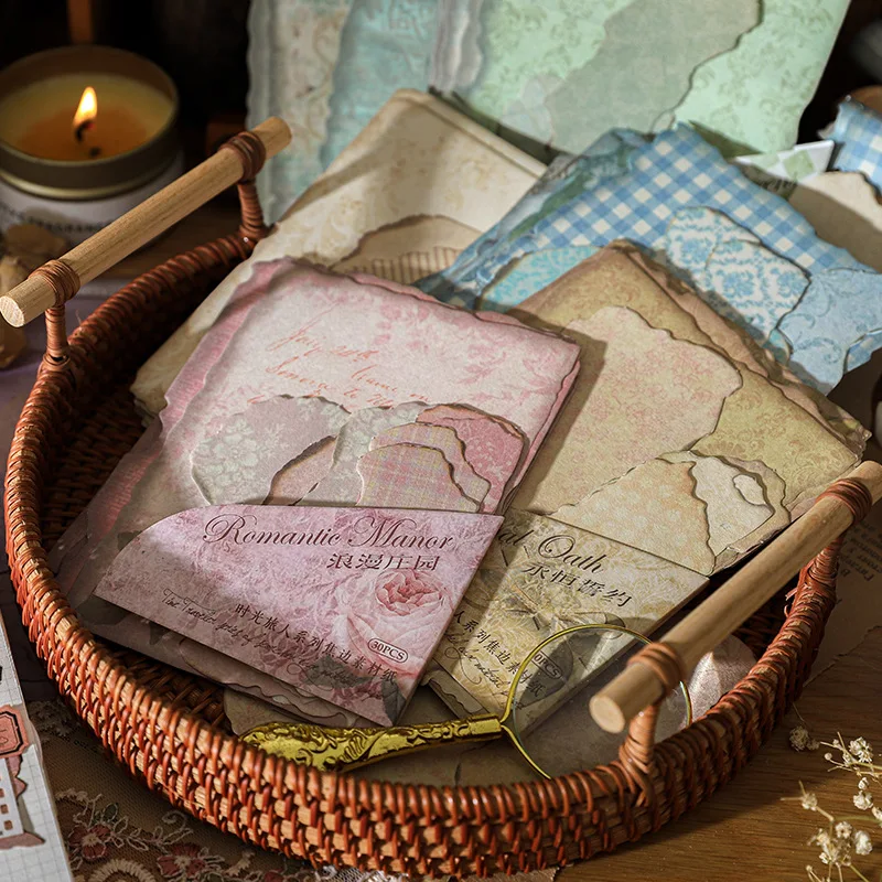Scrapbook Paper Scrapbooking Material Scrapbook Materials Diy Craft Materials Scrapbooking Paper 30 pcs Vintage INS Smudge theme material paper Planner Decorative Hand Account Diary Album Scrapbooking Background paper