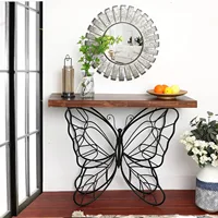 Console Table, 31'' Wood Top Metal Butterfly Accent Console and Entry Table,16"D x 41"W x 31"H 2