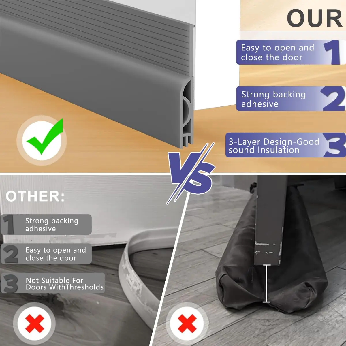 Weatherproof Door Draft Stopper and Noise Blocker