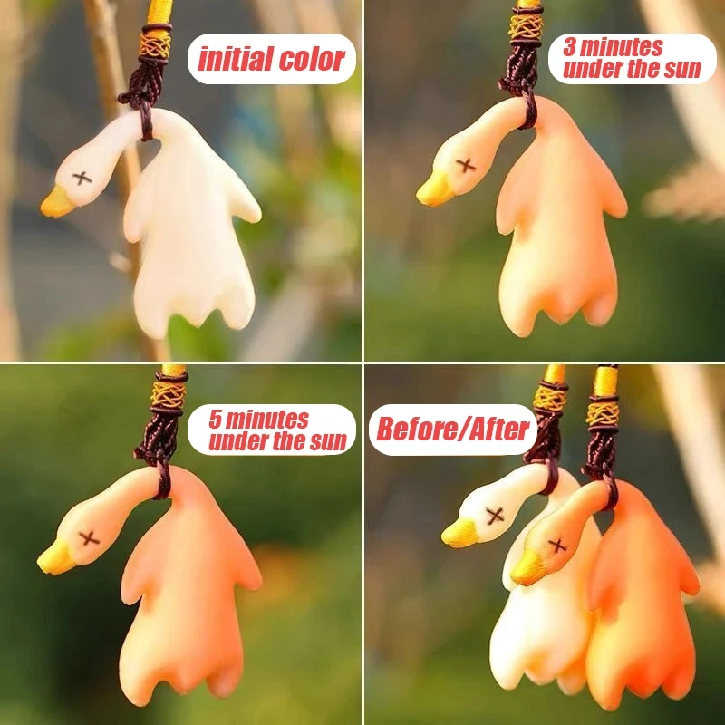 Hot Color Change Duck Keychain Beijing Roast Duck Keyring Pendant Funny Car Ornament Decoration Rear View Mirror Accessories duck keychain