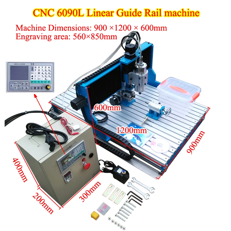 

LY CNC 6090L Automatic Metal Linear Guide Rail Machine 4 Axis 3xis 2200W 1500W for Engraving Machine and Milling Machine