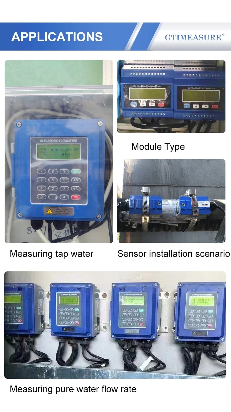 TUF-2000 Small Portable Clamp On Flow Meter LCD Display 4-20mA Ultrasonic Flow M