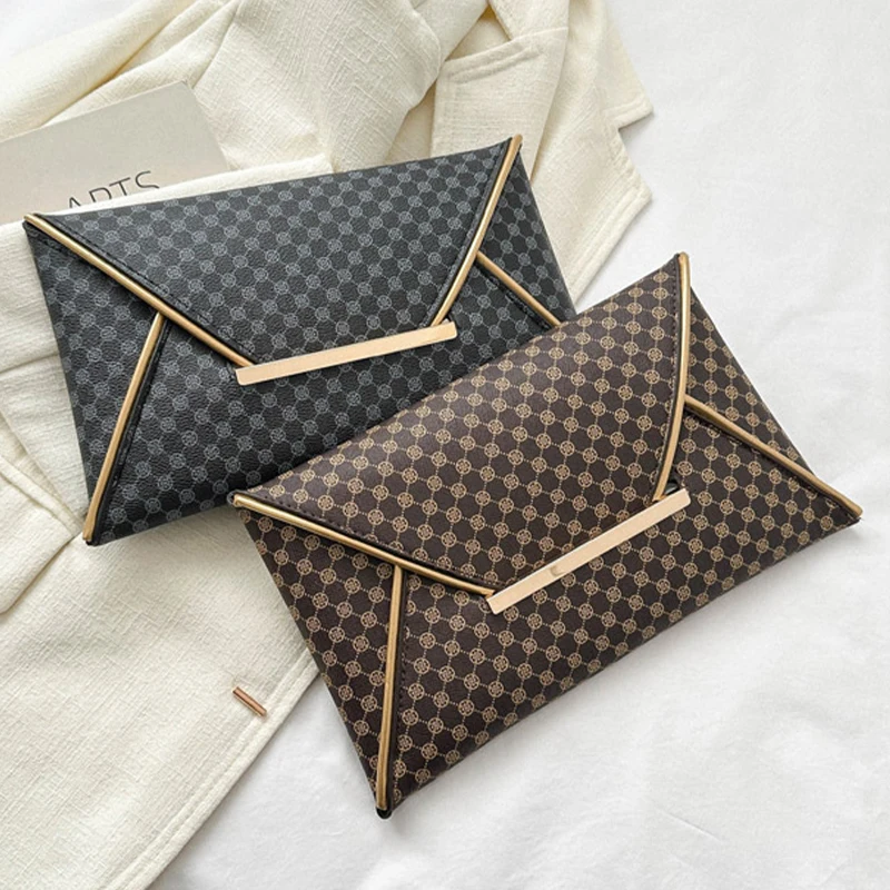 

Casual Women's Clutch Bag PU Leather Envelope Handbag Smooth Rhombus Trend Female Day Clutch Purse Wallet Ladies Commuting Bags