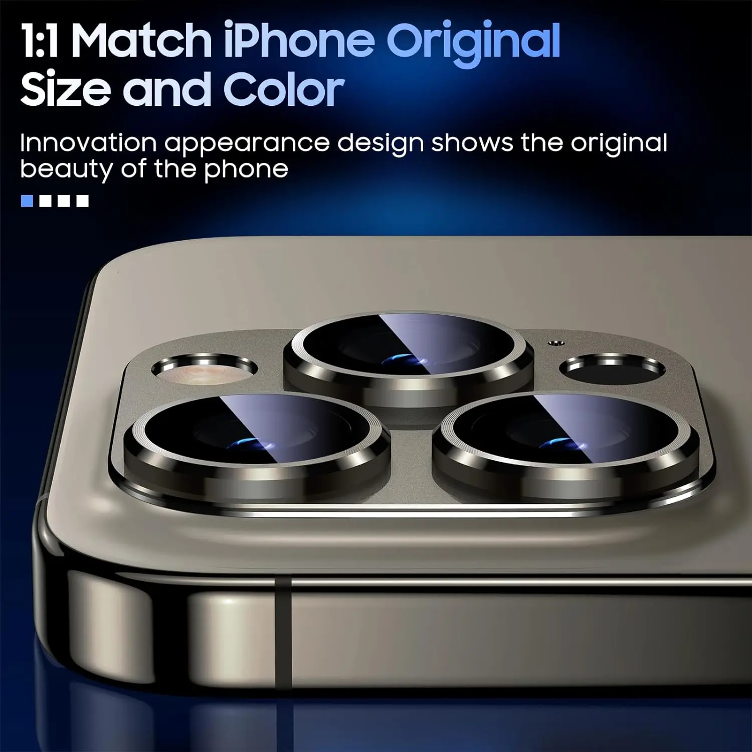 Natural Titanium Gray Metal Camera Lens Protector with Glass Screen Shield