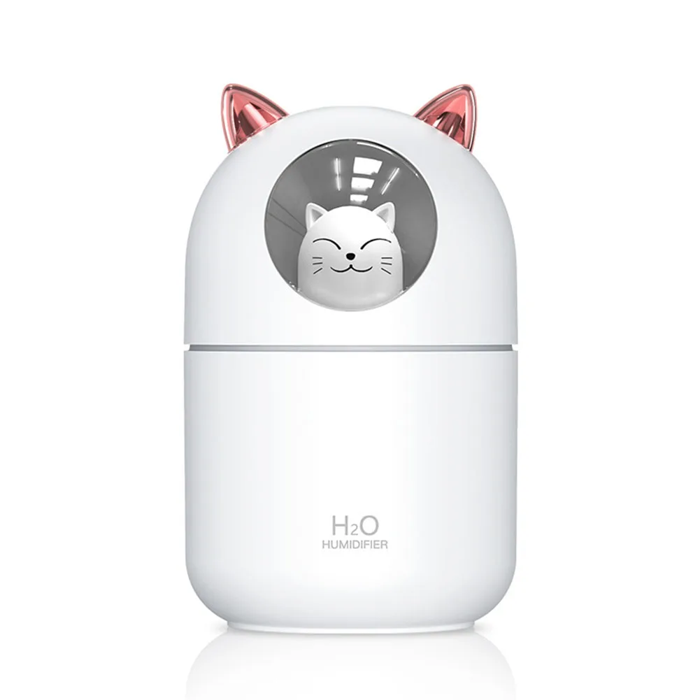 200ML Air Humidifier Cute Cartoon Cat Aroma Diffuser With Night Light USB  Cold Mist Maker For Home Car Air Purifier Freshener