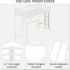SHA CERLIN Metal Loft Bed Twin Size, Heavy Duty Loft Twin Bed Frame with Full-Length Guardrail & Removable Stairs, Noise-Free, 6