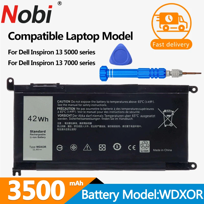 Batteria Per Laptop Nobi Wdxor Per Dell Inspiron 14 5368 5567 7560 5767 7472 7460-D1525S 7368 7378 5565 Latitude 3488 3580 Wdx0R