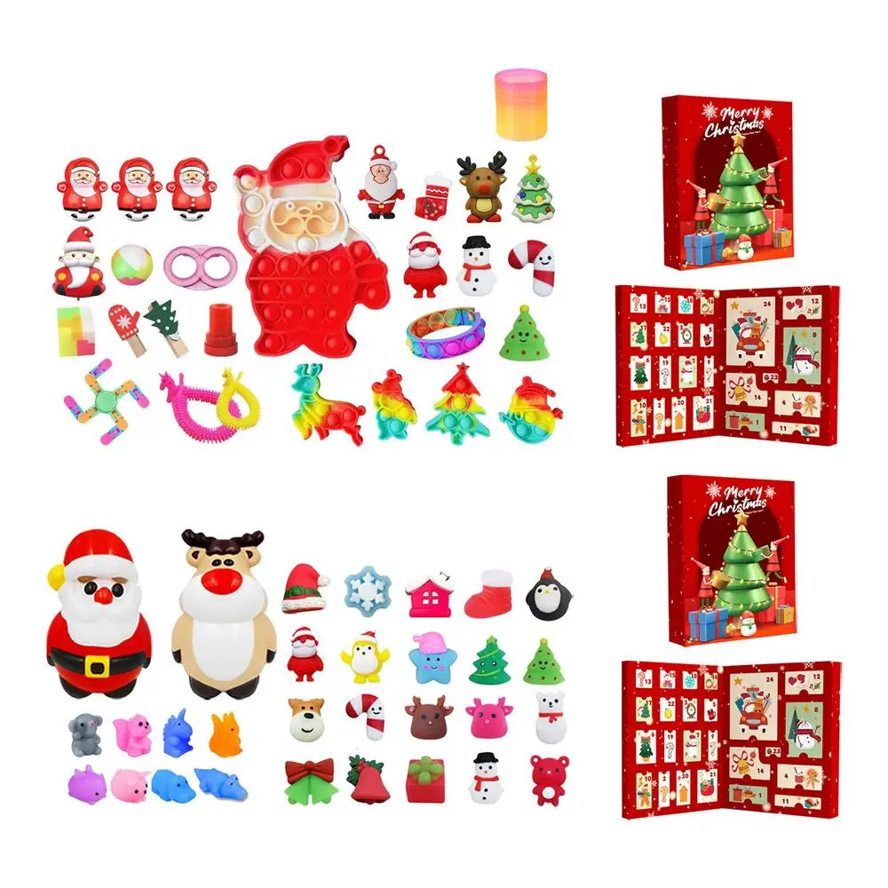 Christmas Advent Calendars Anti Stress Squeeze Toys 2024 Christmas Countdown Calendar Collectible Figurines Kids Xmas Gift Box