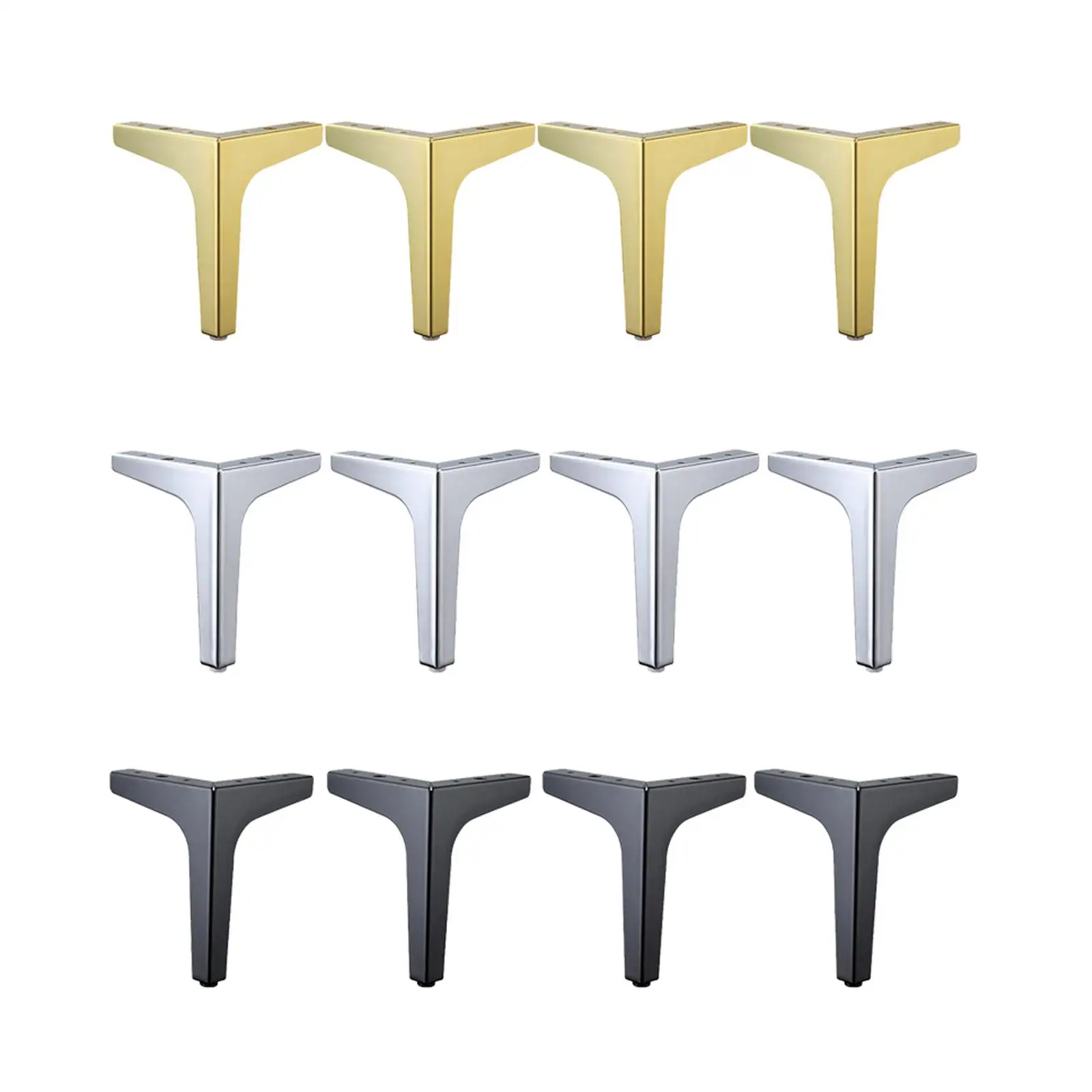 Metal Furniture Legs Sofa Loveseat Chair Sectional - 4pcs Black/Gold/Chrome