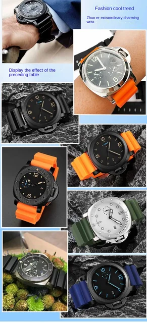 Soft Silicone Rubber Watch Band For Panerai SUBMERSIBLE PAM 441 359 Series 22mm 24mm Men Watch Strap Orange Watch Accessories AliExpress 1511
