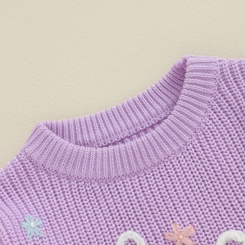 Toddler Baby Girl Boy Knitted Sweater Big Sister Pullover Sweatshirt Chunky Sweaters Sister Matching Outfit 4