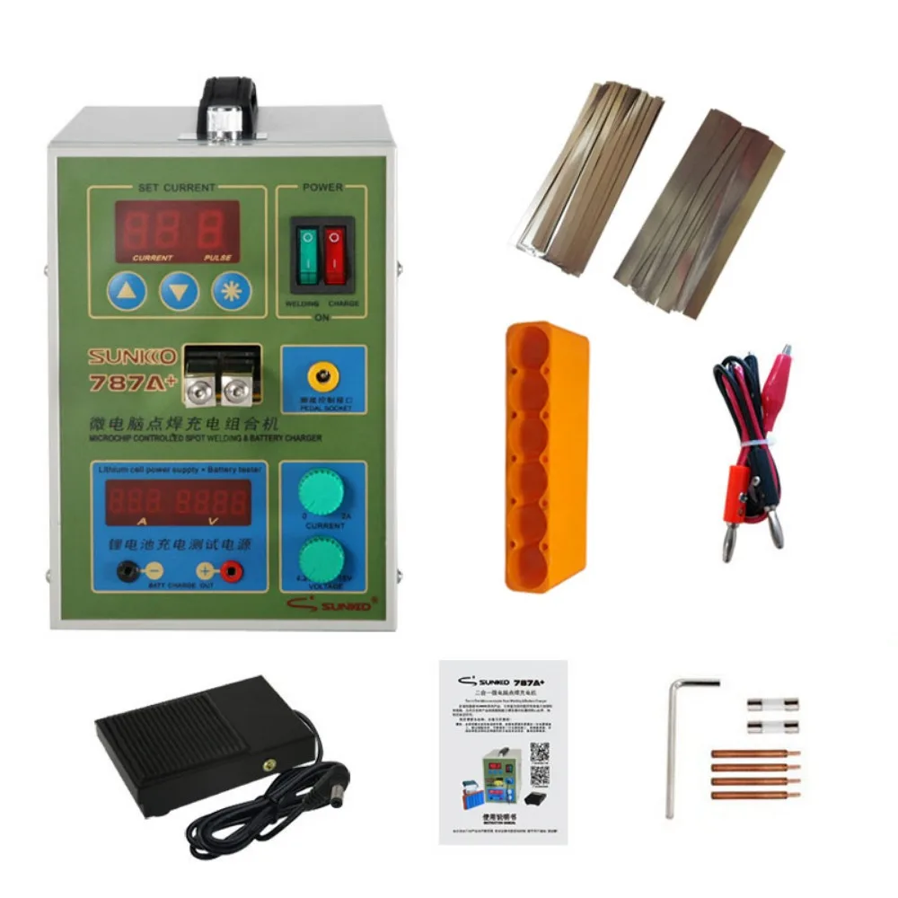 SUNKKO 787A+ Spot Welder 18650 lithium battery test and charging 2in1 double pulse precision spot welding machine LED lighting 6